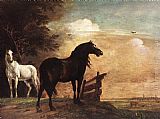 Horses Canvas Paintings - Horses in a Field